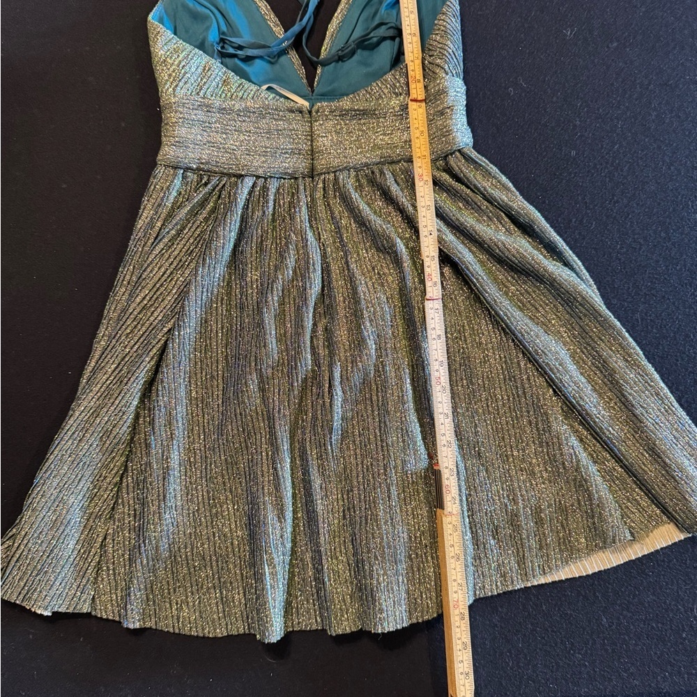 Lulu's Glittering Blue/Teal and Silver Mini Dress XS - Picture 5 of 12